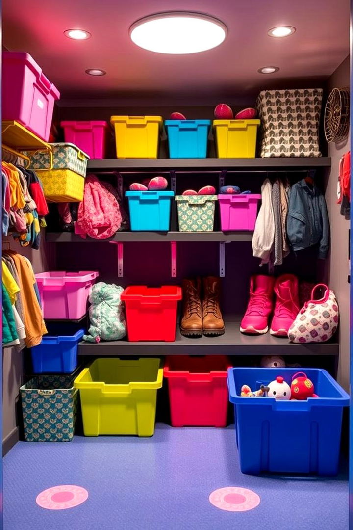 Colorful Storage Bins - 22 Boot Room Ideas