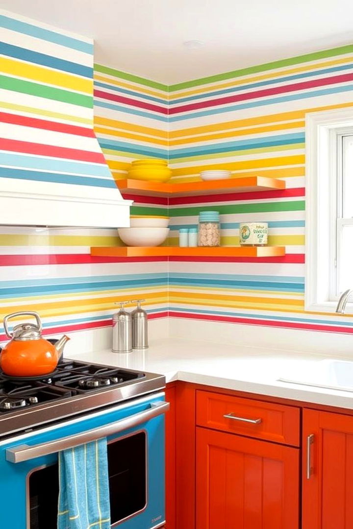 Colorful Stripes - 22 Kitchen Wallpaper Ideas