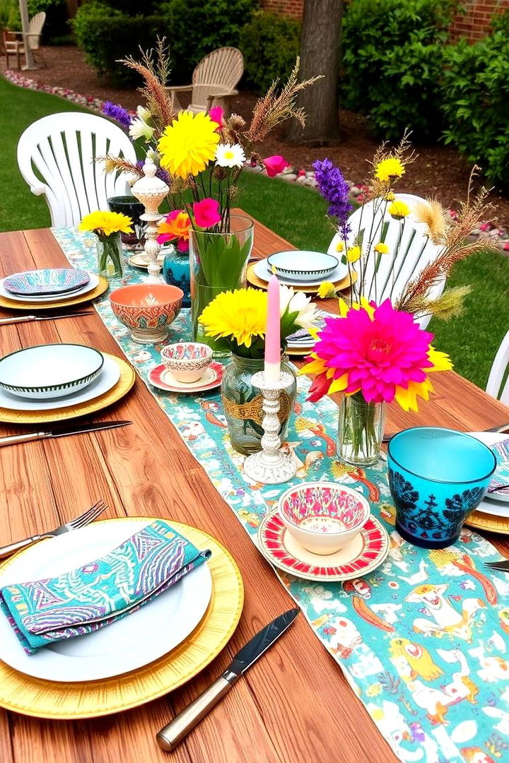 Colorful Table Settings - 22 Backyard Wedding Ideas