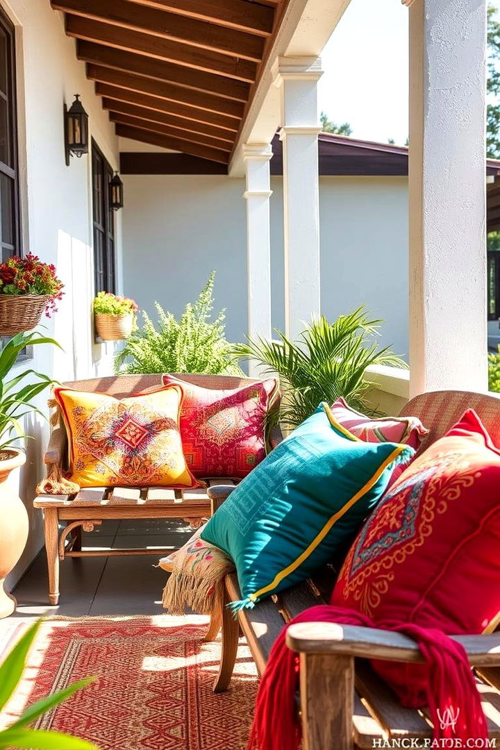 Colorful Throw Pillows - 22 Boho Patio Ideas