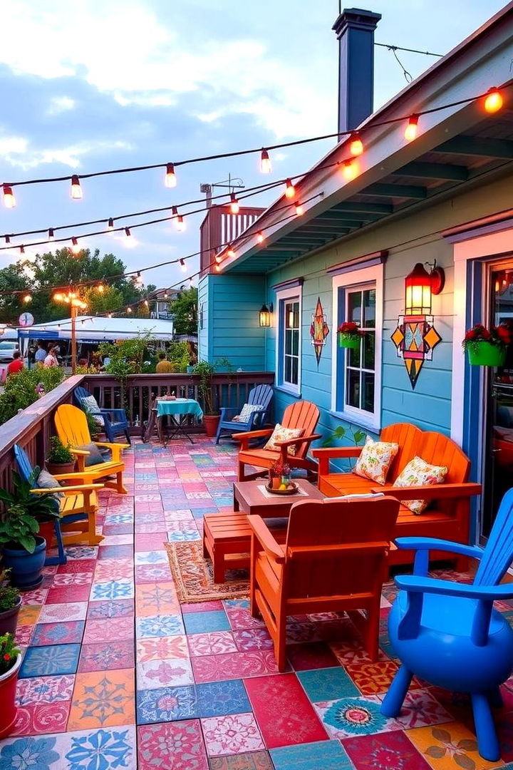 Colorful Vibrant Deck Design - 22 Patio Deck Ideas