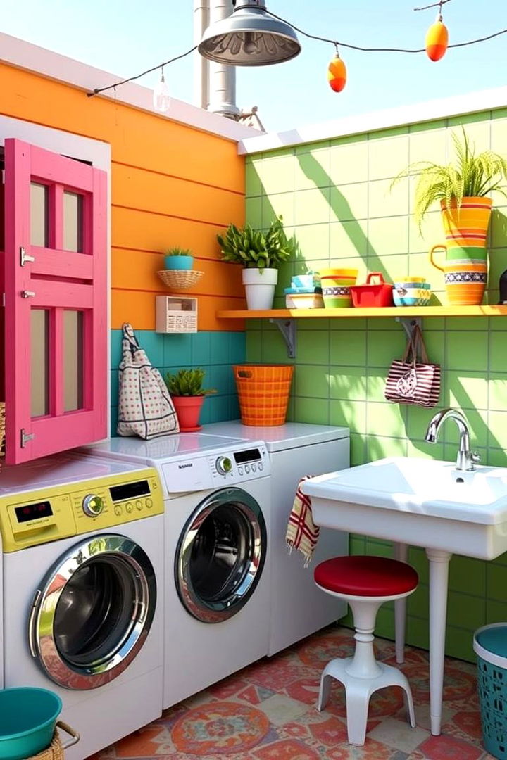 Colorful and Cheerful Laundry Design - 22 Outdoor Laundry Area Design Ideas