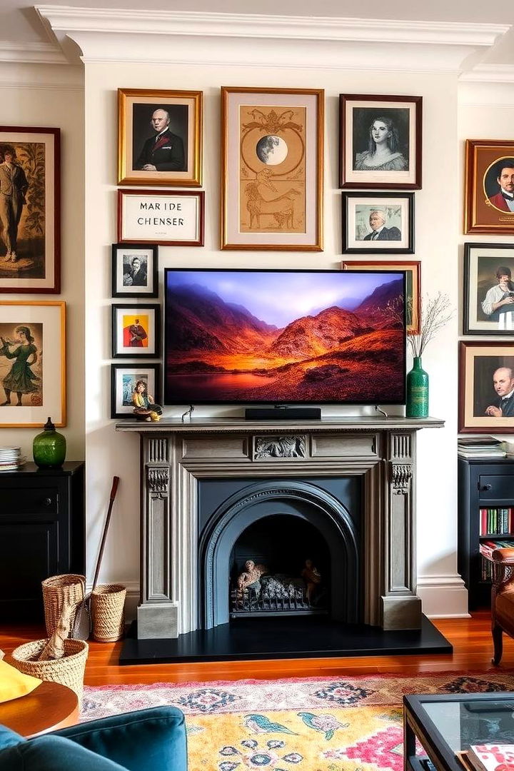 Combination with Artwork - 22 Tv Over Fireplace Ideas