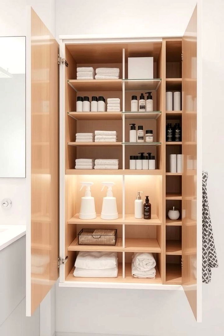Combine Vertical and Horizontal Storage - 22 Bathroom Cabinet Organization Ideas