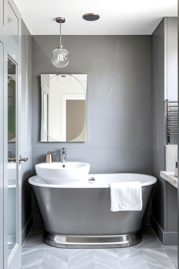 Combining Grey with Metallic Touches - 22 Grey Bathroom Ideas