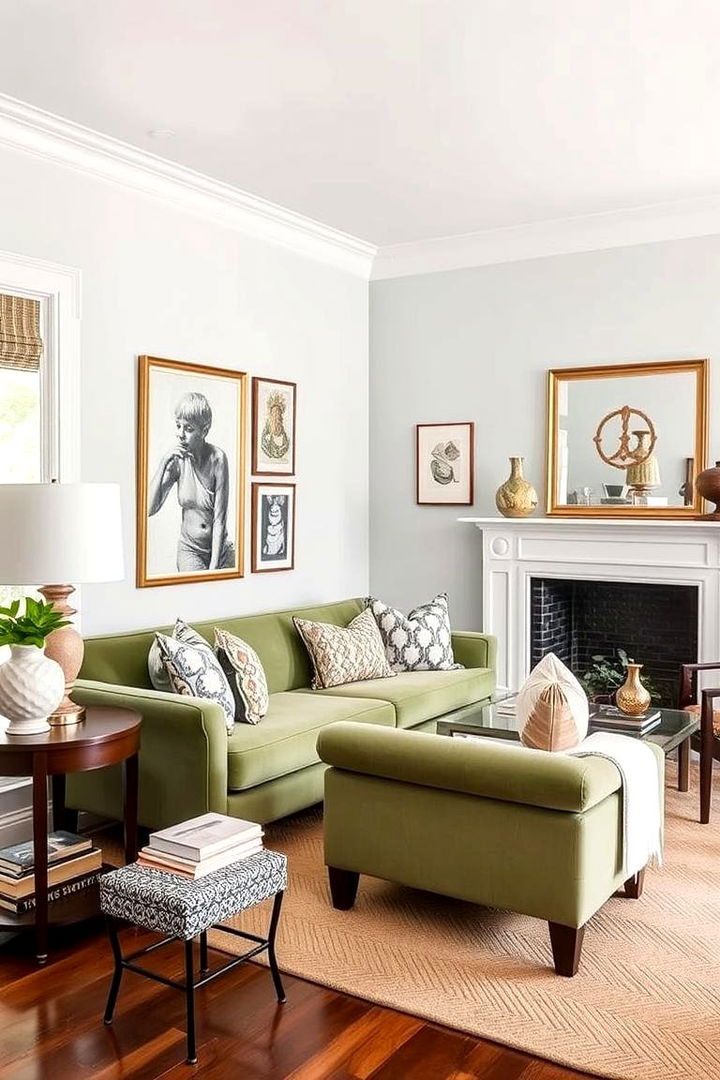 Combining Traditional and Modern Styles - 22 sage green couch living room ideas