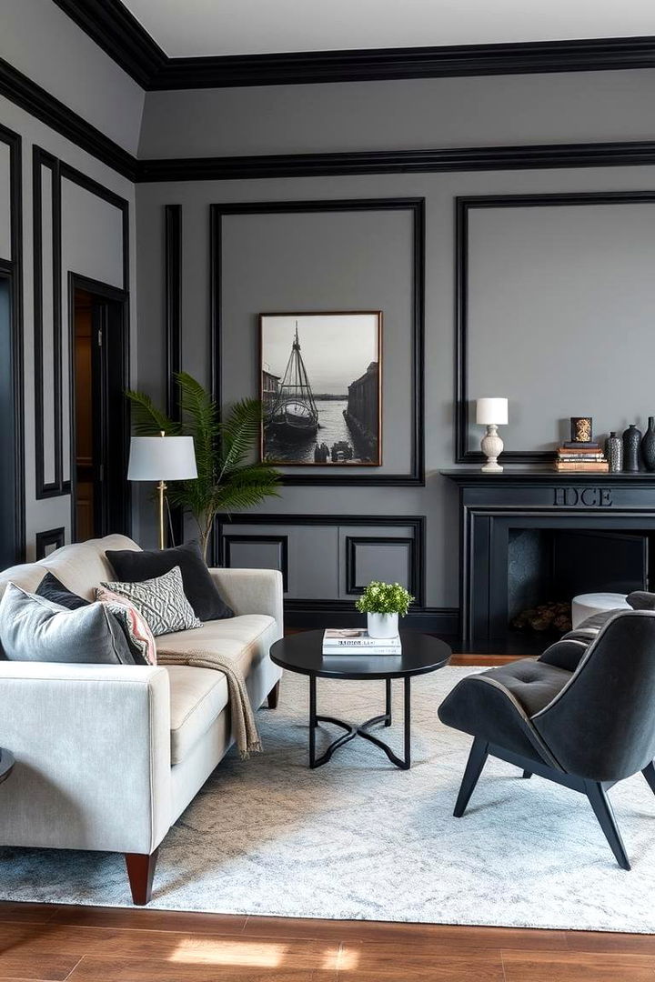 Comfort Driven Seating Arrangements - 22 living room grey walls black trim