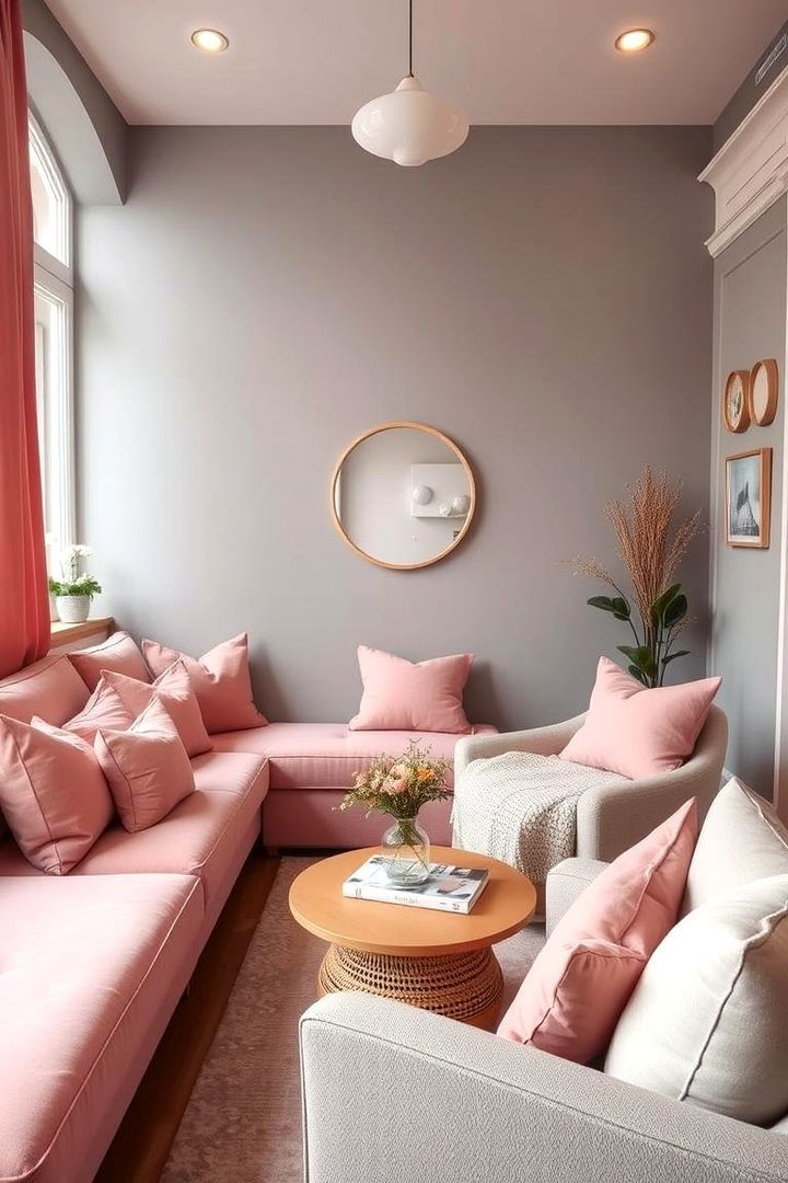 Comfort Zone with Inviting Ambiance - 22 Pink and Grey Living Room Ideas