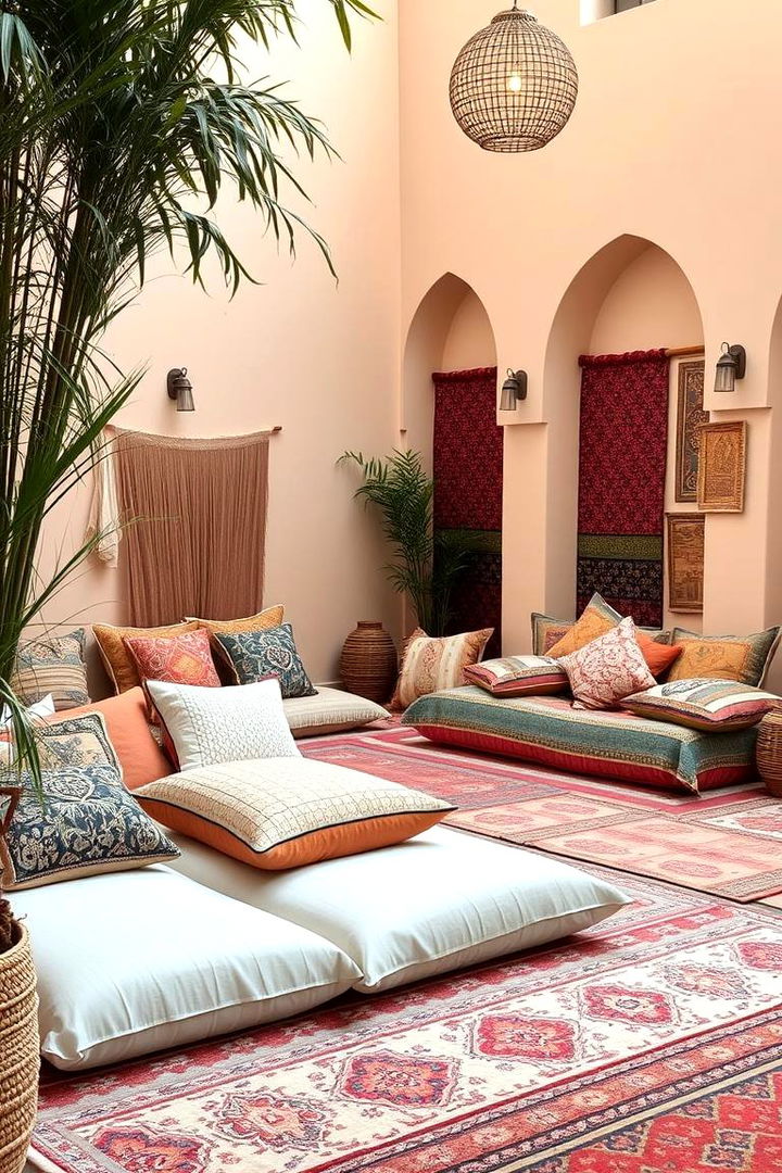 Comfortable Floor Seating Arrangements - 22 Bohemian Moroccan Living Room Ideas