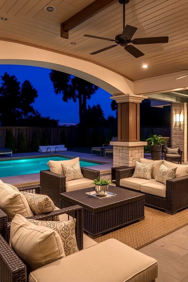 Comfortable Lounge and Relaxation Zones - 22 Pool House With Outdoor Kitchen Ideas