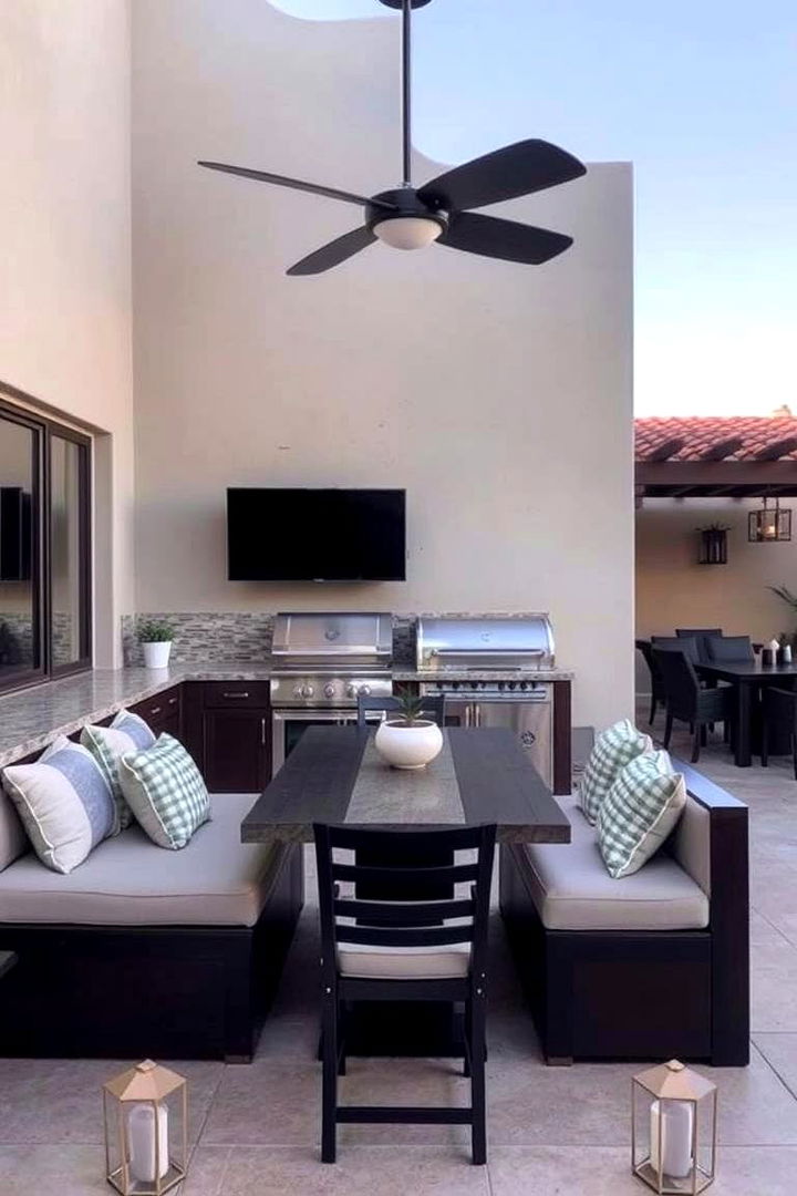Comfortable Seating Areas - 22 Stucco Outdoor Kitchen Ideas