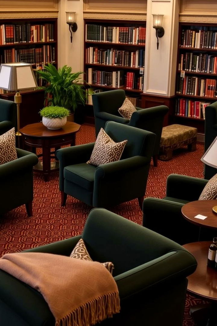 Comfortable Seating Options - 22 Dark Green Home Library Ideas and Inspiration