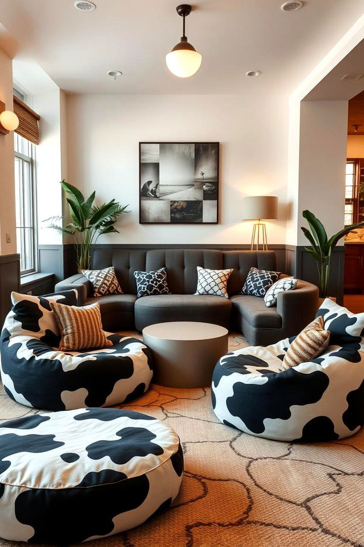 Comforting Cow Print Bean Bags - 22 Cow Print Room Decor Ideas