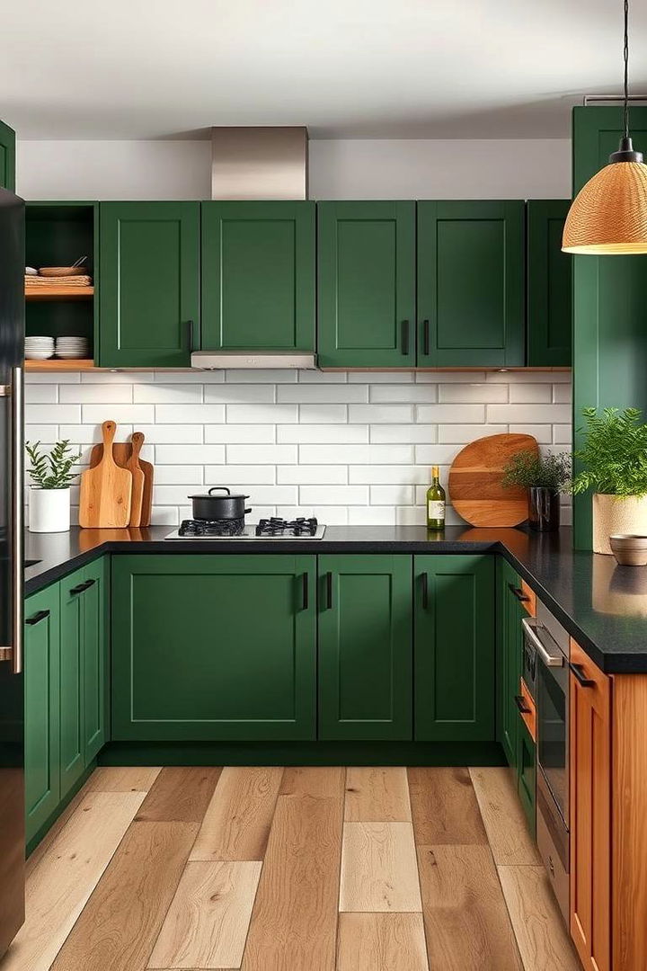 Commitment to Sustainability - 22 Green Kitchen Cabinets With Black Countertops
