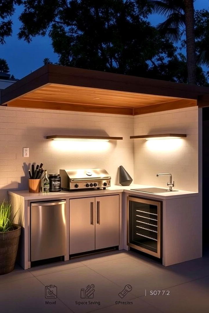 Compact Appliances Integration - 22 L Shaped Outdoor Kitchen Ideas