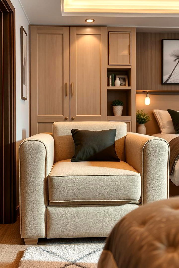 Compact Armchair with Storage - 22 Bedroom Chair Ideas