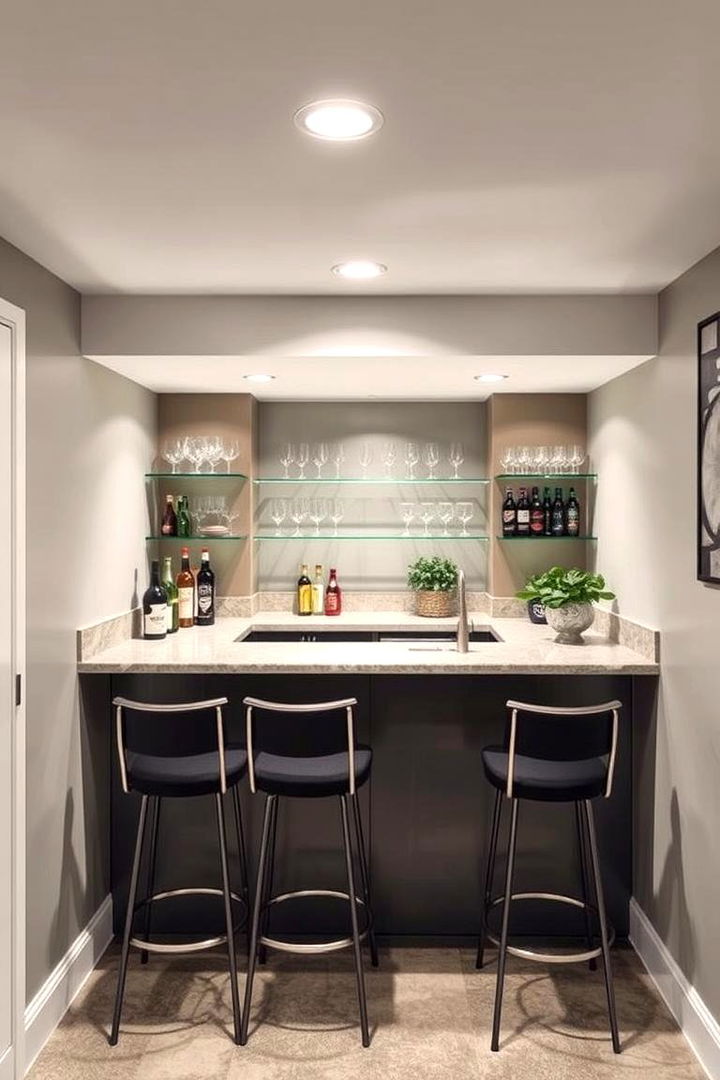 Compact Bar and High Stools - 22 Basement Furniture Ideas
