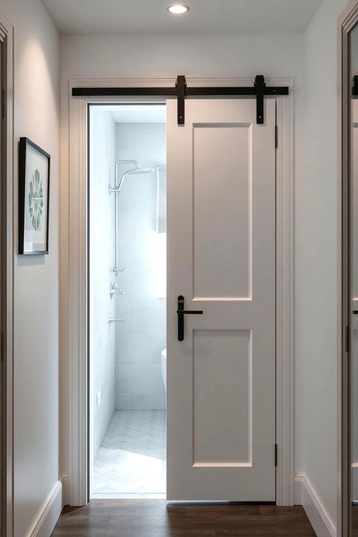 Compact Barn Door for Small Bathrooms - 22 Bathroom Barn Door Ideas