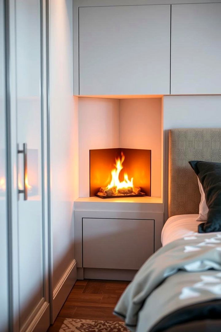 Compact Corner Setup - 22 Bedroom Fireplace Ideas