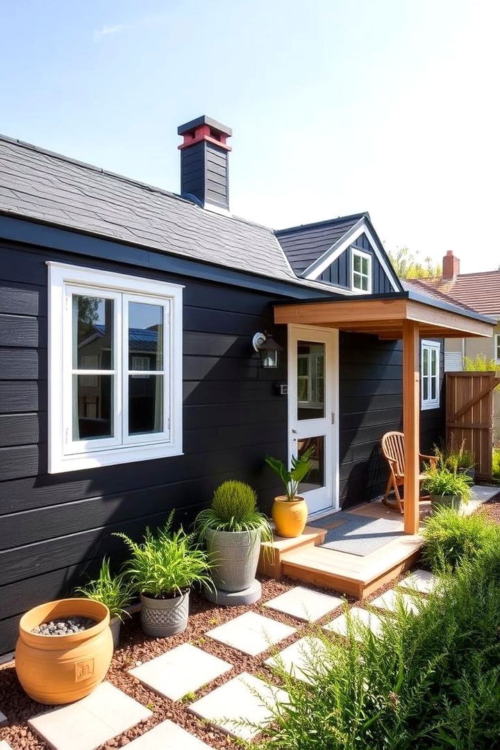 Compact Cottage with Edge - 22 black siding house ideas