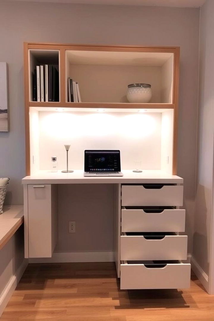 Compact Floating Workspace with Storage - 22 Floating Desk Ideas