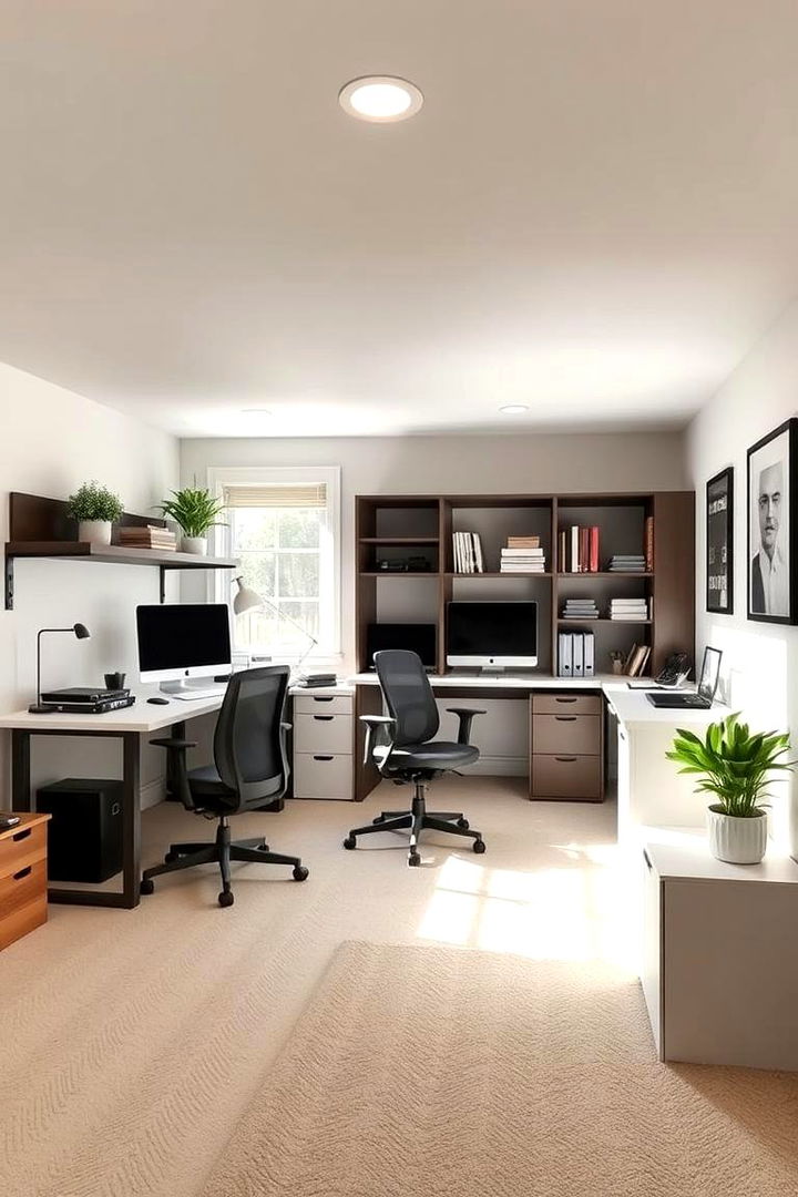 Compact Home Office Space - 22 Basement Ideas
