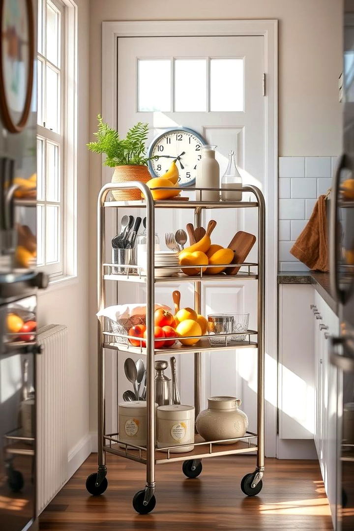 Compact Rolling Carts for Versatile Storage - 22 Small Kitchen Storage Ideas