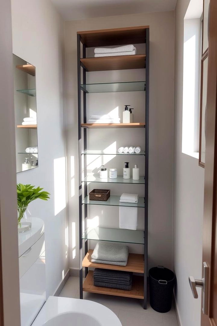 Compact Shelving Units for Multifunctional Storage - 22 Small Bathroom Shelving Ideas