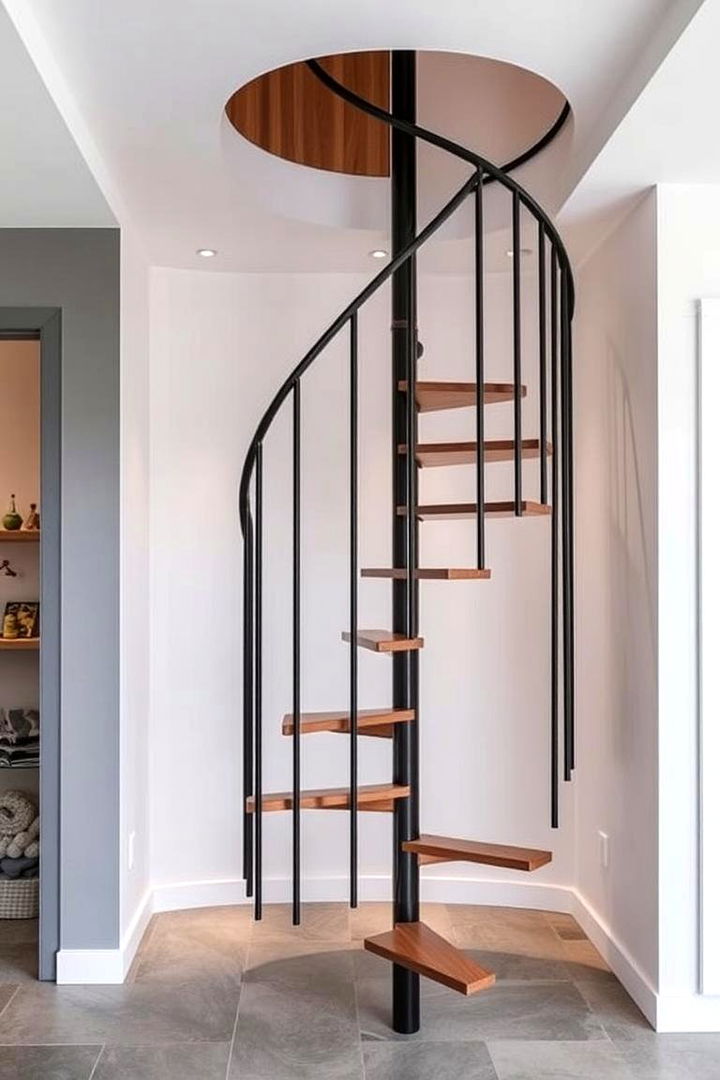 Compact Spiral Staircase for Tight Spaces - 22 Basement Stair Ideas