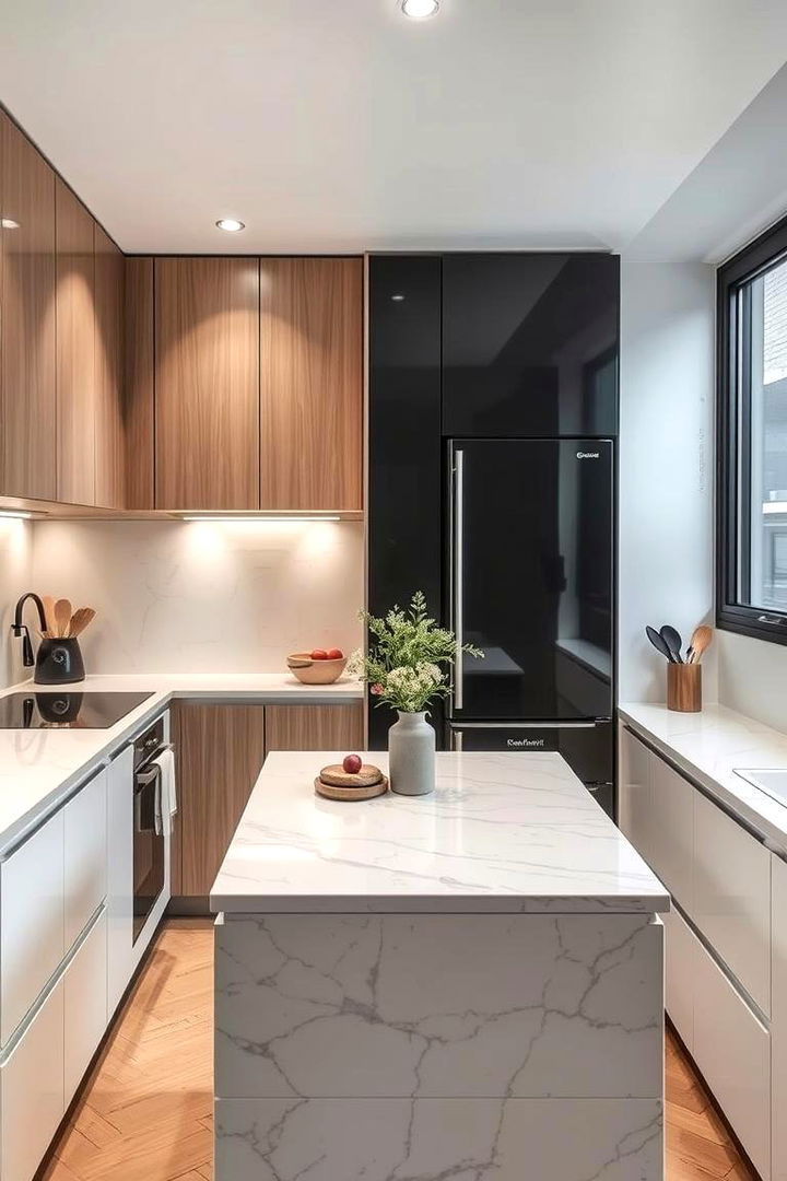 Compact Urban Efficiency - 22 Marble Kitchen Island Ideas