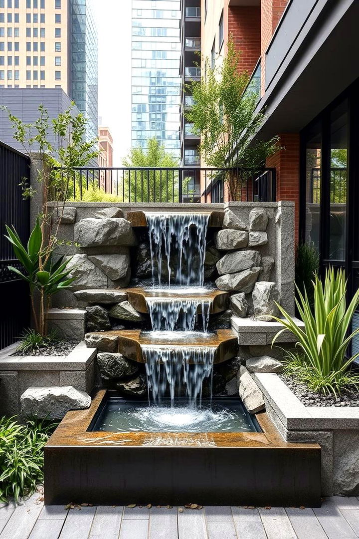 Compact Urban Waterfall - 22 Pondless Waterfall Design Ideas