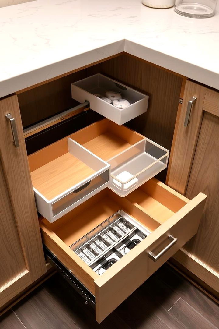 Compact Utility Drawers - 22 Corner Cabinet Ideas