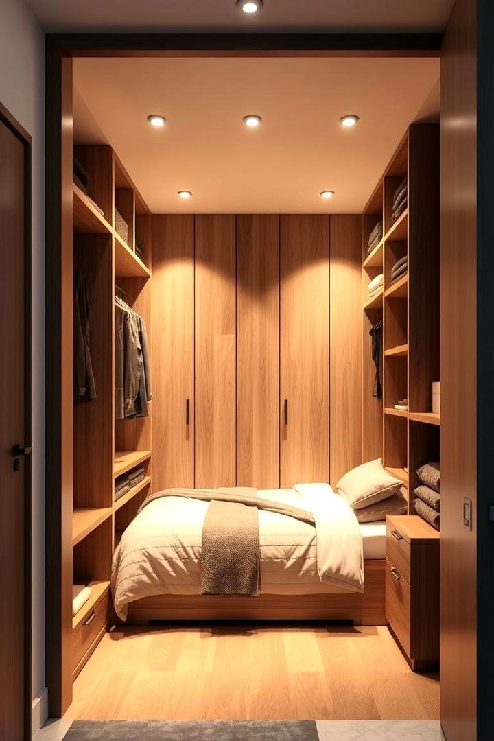 Compact Wardrobe for Small Spaces - 22 Built-in Wardrobe Ideas Around a Bed