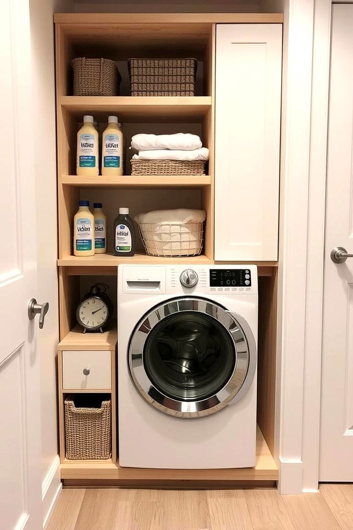 Compact Washing Machine Shelving - 22 Stackable Laundry Room Ideas