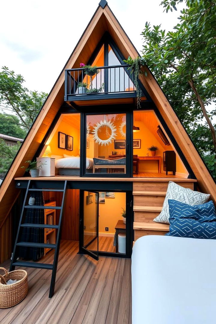 Compact yet Stylish Living - 22 a Frame House With Balcony