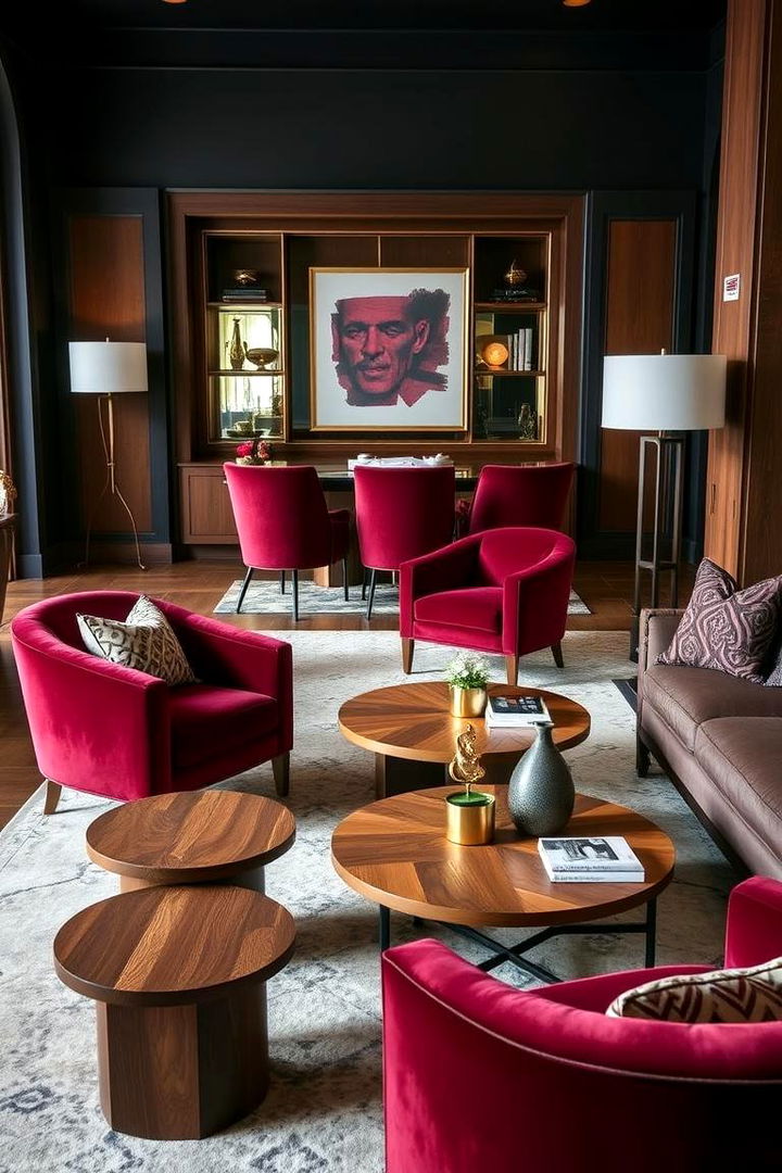 Complementary Burgundy Furnishings - 22 Burgundy Living Room Ideas