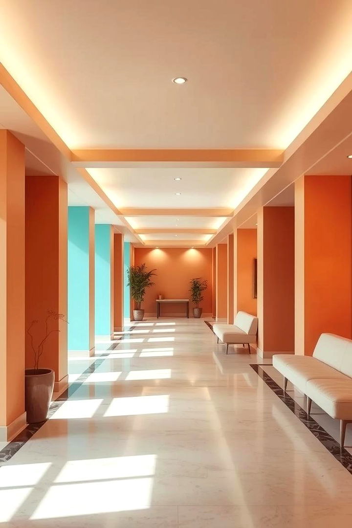 Complementary Flow Warm Peach and Cool Aqua - 22 Two Tone Wall Paint Ideas