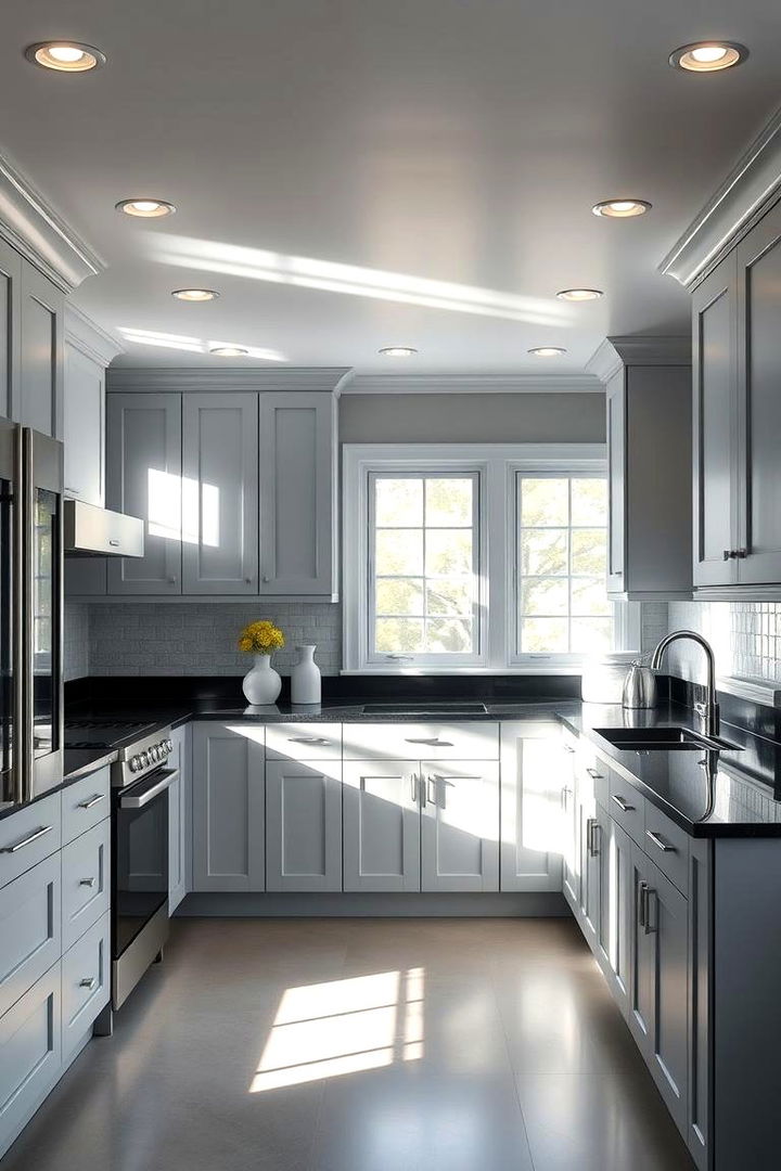 Complementary Lighting Effects - 22 Kitchen With Gray Cabinets And Black Countertops Ideas