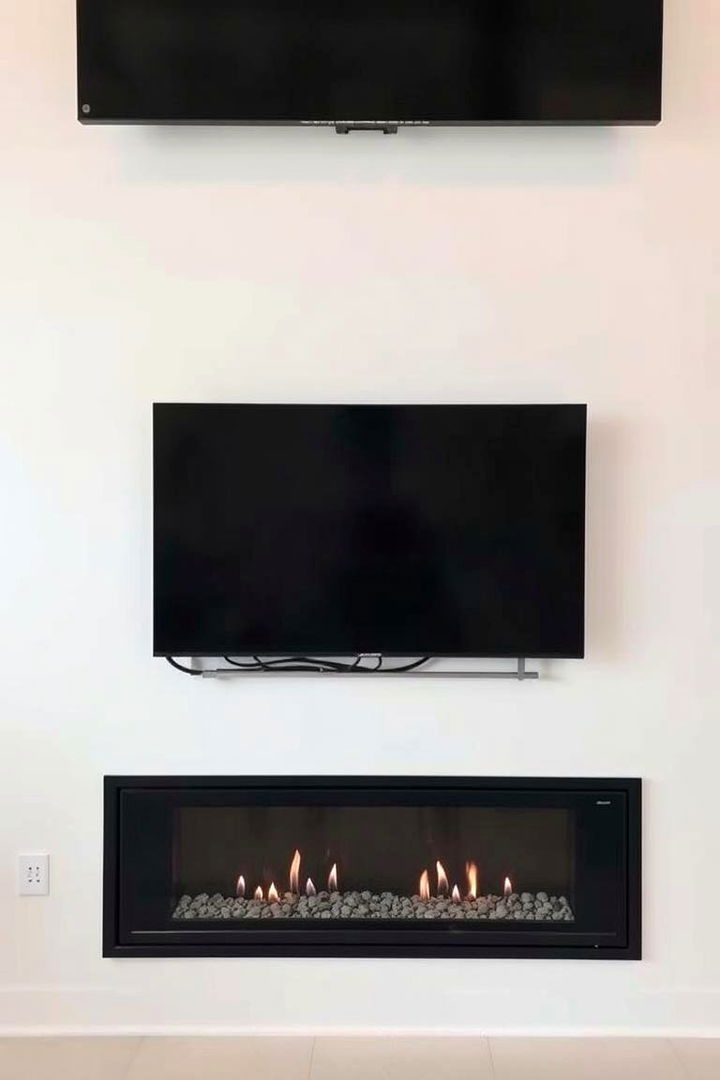 Concealed Wiring for Clean Aesthetics - 22 Linear Fireplace Ideas With Tv Above