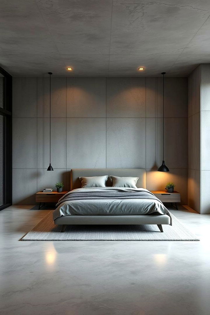 Concrete Accents - 22 Industrial Bedroom Ideas