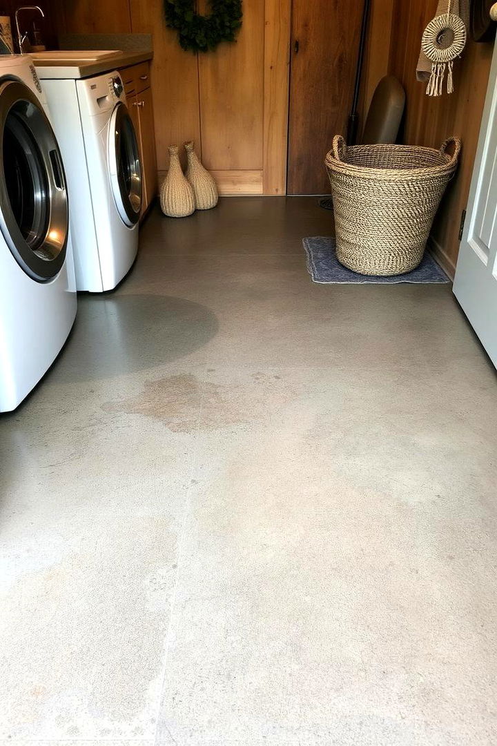 Concrete Floor with Warm Rustic Touch - 22 Rustic Laundry Room Ideas