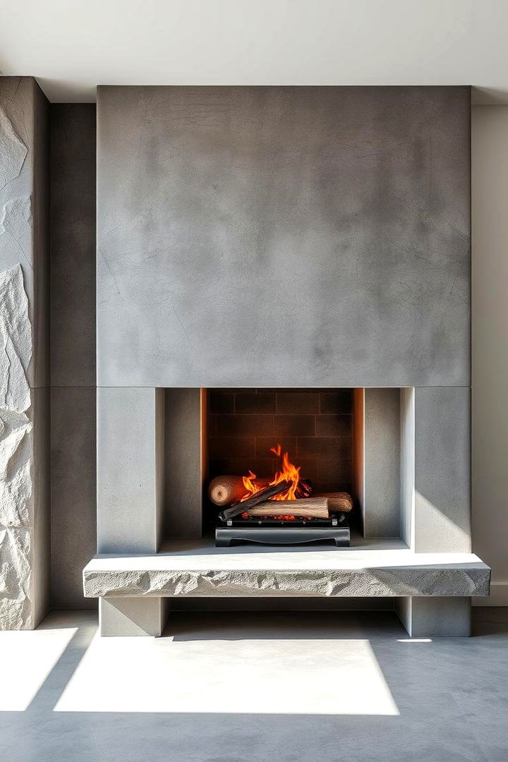 Concrete Industrial Appeal - 22 Mid-century Modern Fireplace Ideas