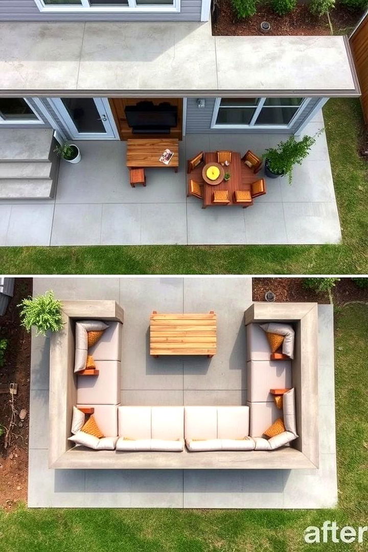 Concrete Patio with DIY Furniture - 22 Concrete Patio Ideas on a Budget