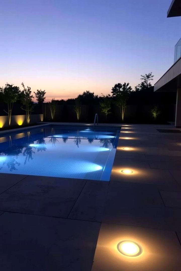 Concrete with LED Lighting - 22 Concrete Pool Deck Ideas