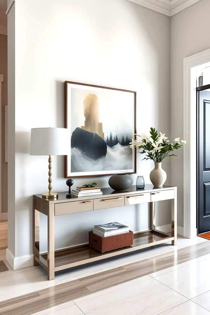 Console Table Art Integration - 22 Entryway Wall Ideas