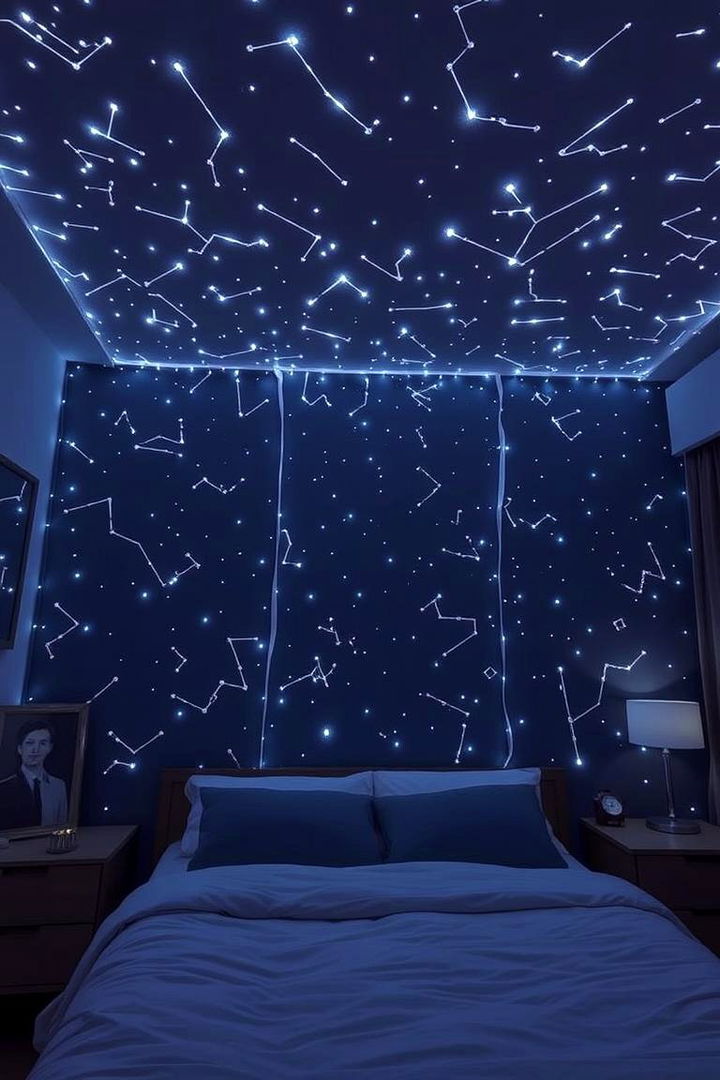 Constellation LED Effects - 22 galaxy space-themed bedroom ideas