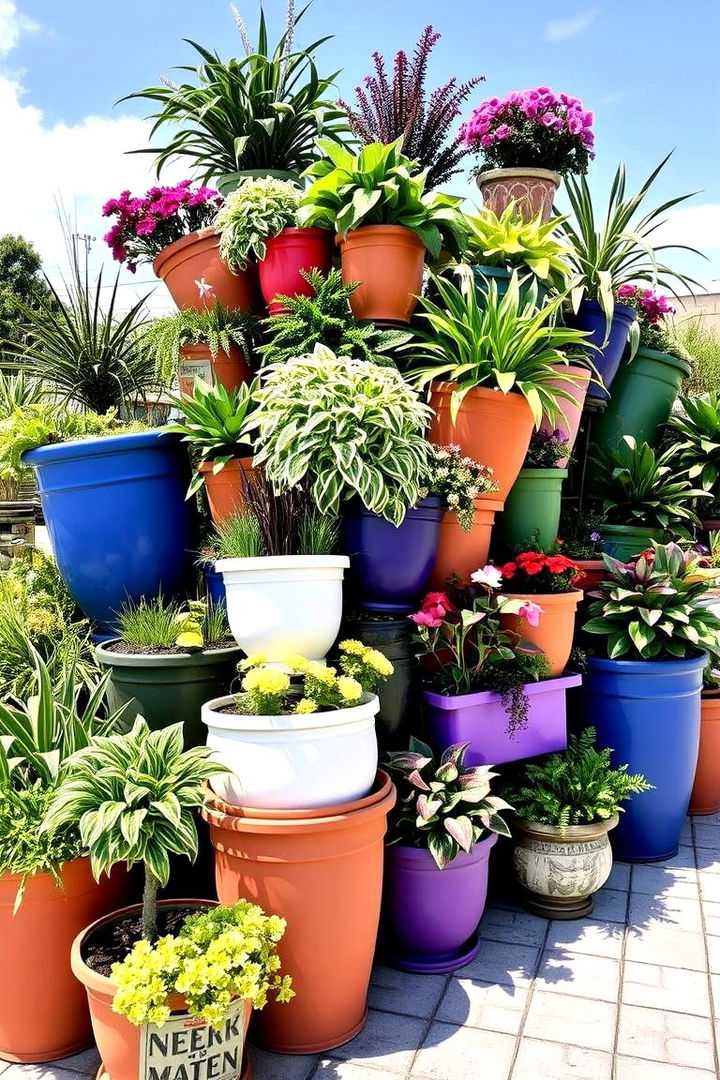 Container Cascade - 22 Modern Small Garden Ideas