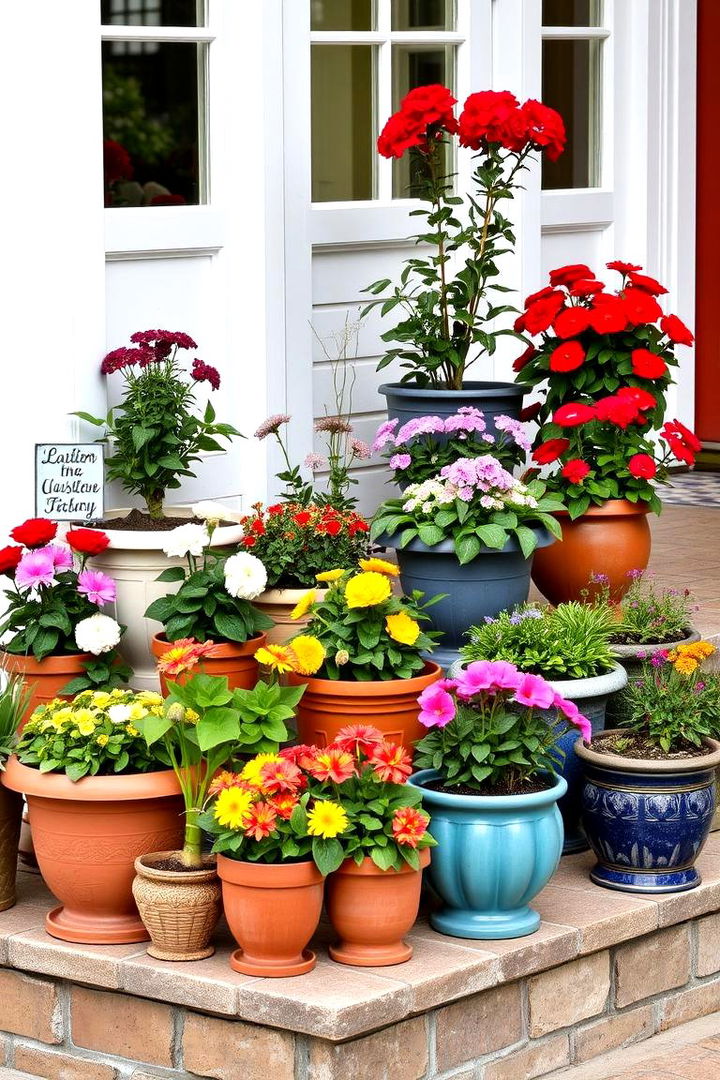 Container Gardening Display - 22 Small Front Yard Landscaping Ideas