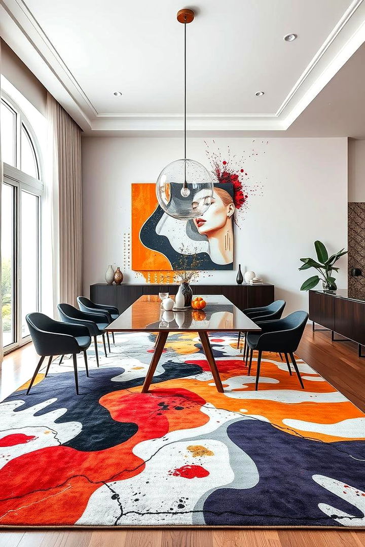 Contemporary Abstract Dining Room Rug - 22 Dining Room Rug Ideas