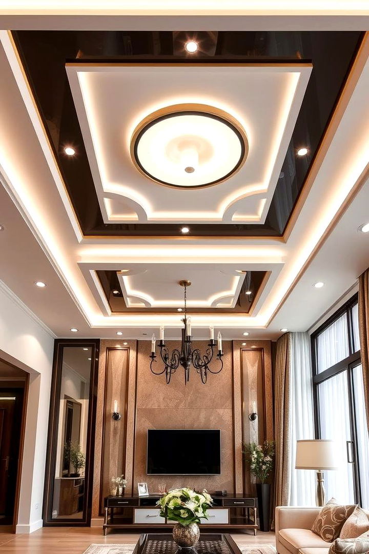 Contemporary Art Deco Influence - 22 Living Room False Ceiling Design Ideas